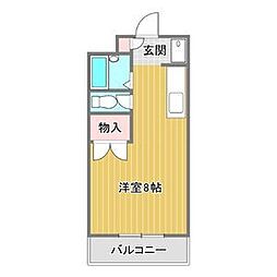 メゾン元禄 3階ワンルームの間取り