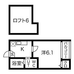 VIDA大同 1Kの間取図画像