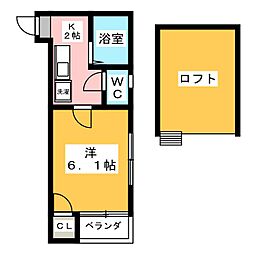 Ｌｏｆｔ日比野 1階1Kの間取り