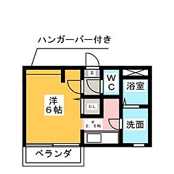 セフィラ明治 2階1Kの間取り