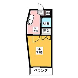 岩本ビル 3階1Kの間取り