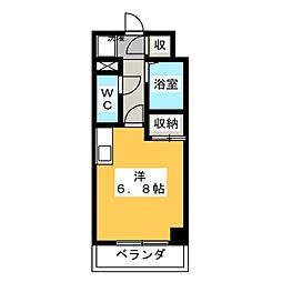 RIDGE堀田 6階ワンルームの間取り