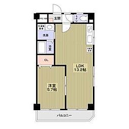 山田ハイツ 4階1LDKの間取り