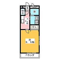 アンプルール　リーブル　アコール 1階1Kの間取り