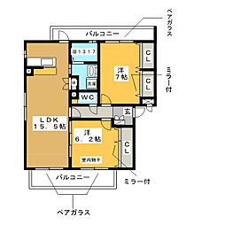 イーグル6 3階2LDKの間取り
