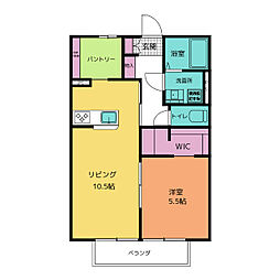 シャルム明治　A棟 1階1LDKの間取り
