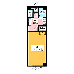 グランドールスクエア 3階1Kの間取り
