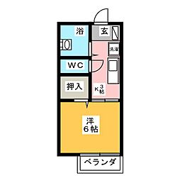 スターコーポ堤 2階1Kの間取り