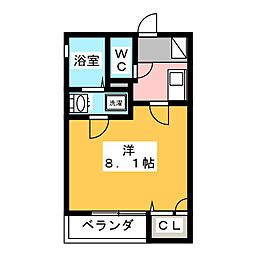 リブレア豊B棟 1Kの間取図画像