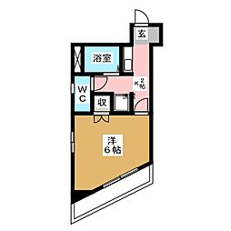 イマニシビル 4階1Kの間取り