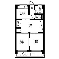 第1協和コーポ 4階3DKの間取り