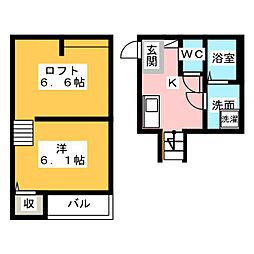 A.K.15六番町 1Kの間取図画像