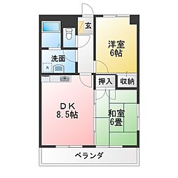 ルガール21 2DKの間取図画像