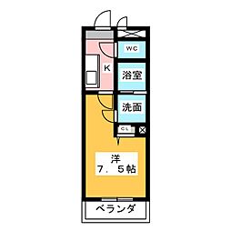 プリミエール八幡 1Kの間取図画像