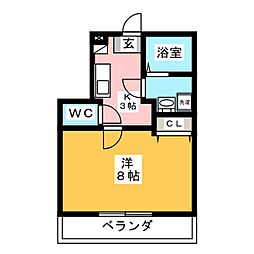クレフラスト道徳駅前 1Kの間取図画像