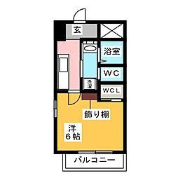 パークサイドアパートメントパーソンズ 1Kの間取図画像