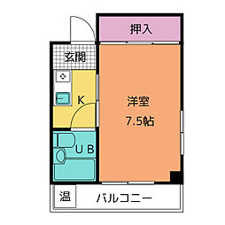コーポ岡部花塚 1Kの間取図画像