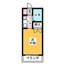 平野ビル ワンルームの間取図画像