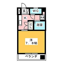 ヴィラ・タカクラ ワンルームの間取図画像