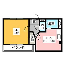 沢上コーポ 1DKの間取図画像