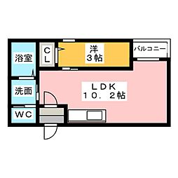 ステラ三吉町 1LDKの間取図画像