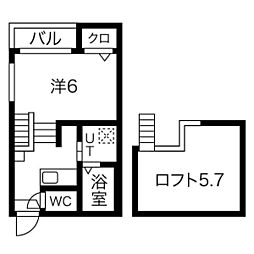 ブランドール 1Kの間取図画像