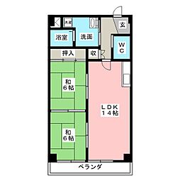 レジディア日比野 2LDKの間取図画像