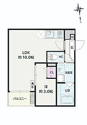 Jack motoshibatahigashiII 1LDKの間取図画像