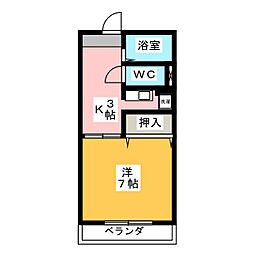 サウスノヴィリティー 1Kの間取図画像