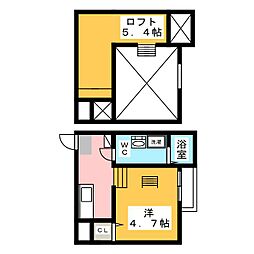 ラ・ロシェル 1Kの間取図画像