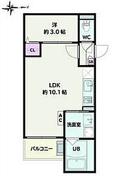Jack motoshibatahigashiII 1LDKの間取図画像