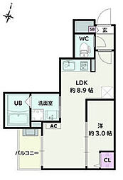 Jack higashimatabeI 1LDKの間取図画像