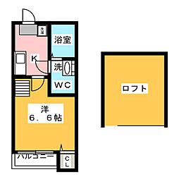 アビー・ロード 1Kの間取図画像