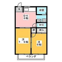 ジュネス一番館 2DKの間取図画像