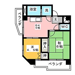 サン宮脇 2DKの間取図画像