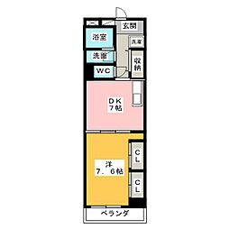 センチュリーパーク八熊 1DKの間取図画像