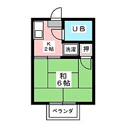 シティハイムアルファー 1Kの間取図画像