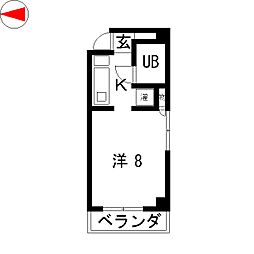 フローラ山王 1Kの間取図画像