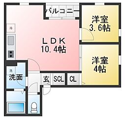 DEVELD西又兵ヱ 2LDKの間取図画像