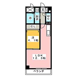サンマール牛巻 1LDKの間取図画像