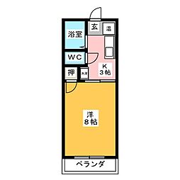 シャルム一番A 1Kの間取図画像
