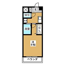 プランドル金山 1Kの間取図画像