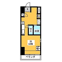 S-FORT六番町 ワンルームの間取図画像