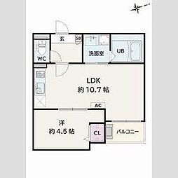 Jack ichibanII 1LDKの間取図画像