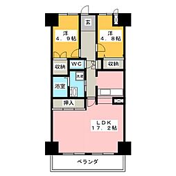 ニューコーポ竜宮 2LDKの間取図画像