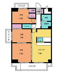 冨田マンション公園 3LDKの間取図画像