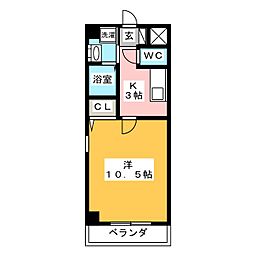 リアライズ沢下町2 1Kの間取図画像