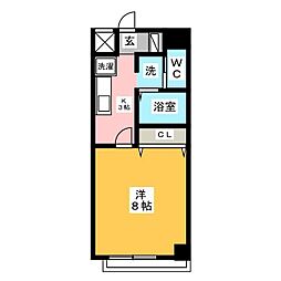 willDo日比野 1Kの間取図画像