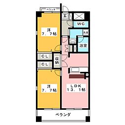 フォレスト白鳥 2LDKの間取図画像