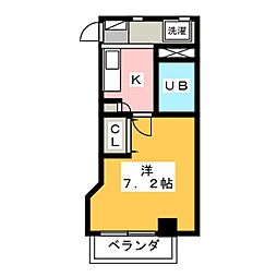 第2沢の井ビル 4階1Kの間取り